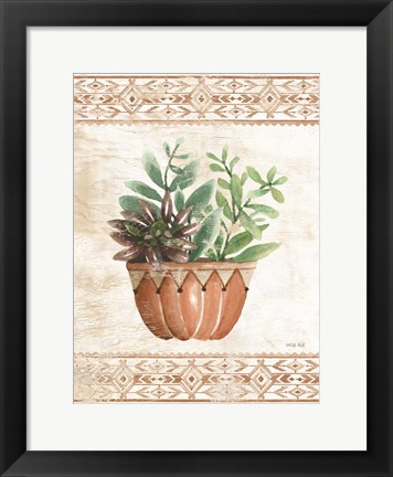 Framed Southwest Terracotta Succulents I Print