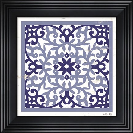 Framed Blue Tile V Print