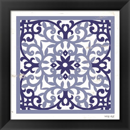 Framed Blue Tile V Print