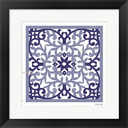 Framed Blue Tile V Print