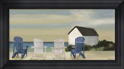 Framed Beach Chairs Panorama Print