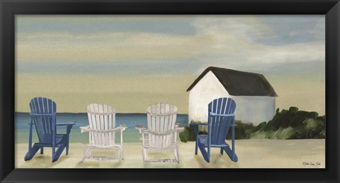 Framed Beach Chairs Panorama Print