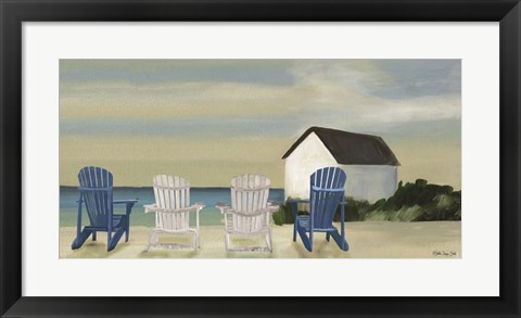 Framed Beach Chairs Panorama Print