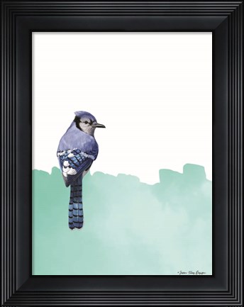Framed Bird on Blue Print