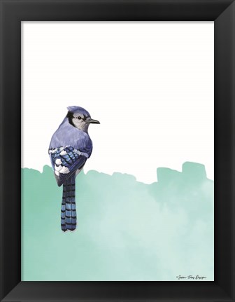 Framed Bird on Blue Print