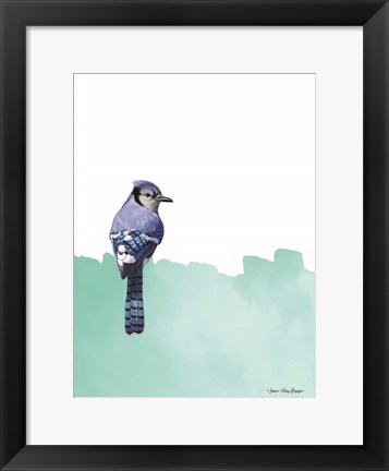 Framed Bird on Blue Print