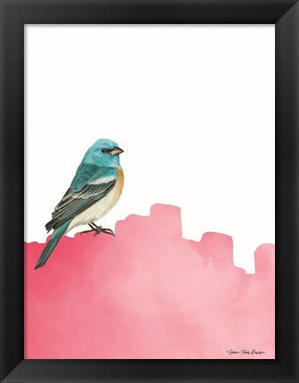 Framed Bird on Pink Print