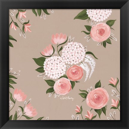 Framed Pink and White Floral Print