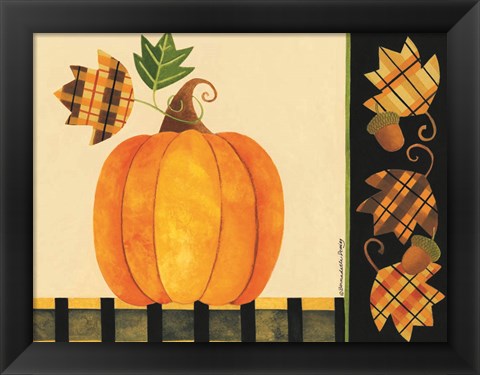 Framed Pumpkin, Leaves and Acorns I Print