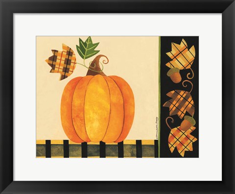 Framed Pumpkin, Leaves and Acorns I Print