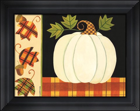 Framed White Pumpkin, Leaves and Acorns Print