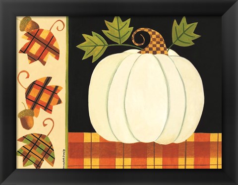 Framed White Pumpkin, Leaves and Acorns Print