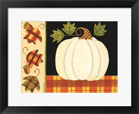 Framed White Pumpkin, Leaves and Acorns Print