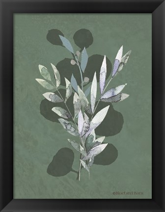 Framed Watercolor Greenery Series Dark I Print