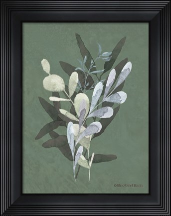 Framed Watercolor Greenery Series Dark II Print
