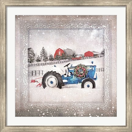 Framed Christmas Tractor Print