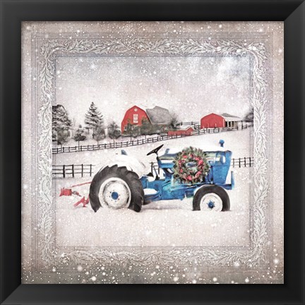 Framed Christmas Tractor Print