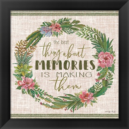 Framed Making Memories Succulent Wreath Print