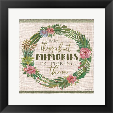 Framed Making Memories Succulent Wreath Print