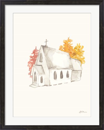 Framed Autumn Church Print