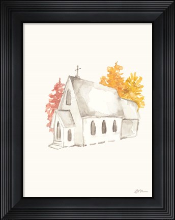 Framed Autumn Church Print