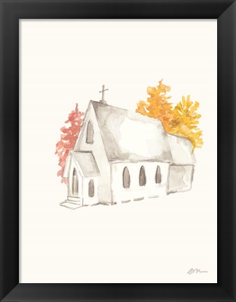 Framed Autumn Church Print