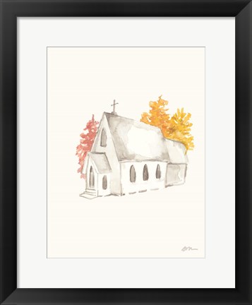 Framed Autumn Church Print
