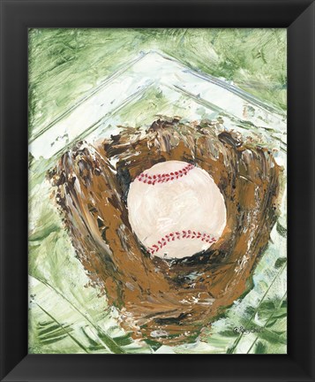 Framed Baseball &amp; Glove Print