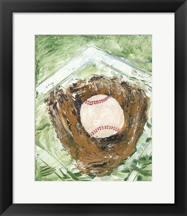 Framed Baseball &amp; Glove Print