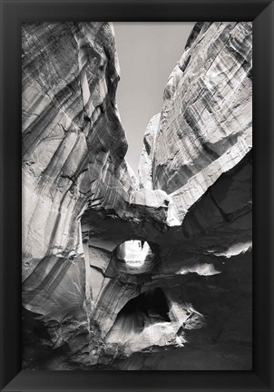 Framed Neon Canyon I BW Print