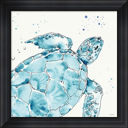 Framed Deep Sea IX Teal Print