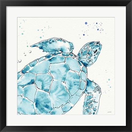 Framed Deep Sea IX Teal Print