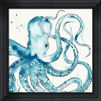 Framed Deep Sea VIII Teal Print
