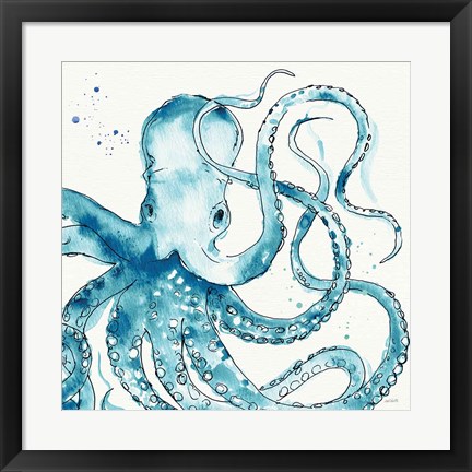 Framed Deep Sea VIII Teal Print