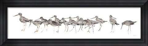 Framed Watercolor Sandpiper Panel Gray Print