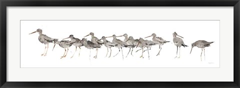 Framed Watercolor Sandpiper Panel Gray Print