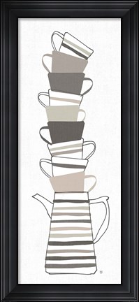 Framed Stack of Cups II Neutral Print