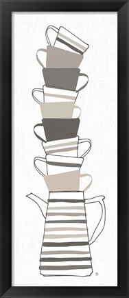 Framed Stack of Cups II Neutral Print