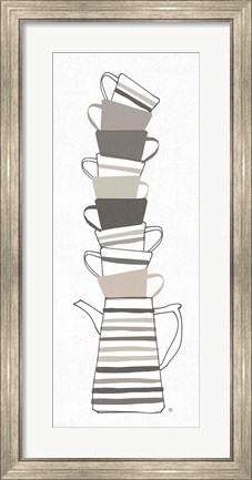 Framed Stack of Cups II Neutral Print