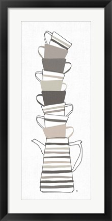 Framed Stack of Cups II Neutral Print