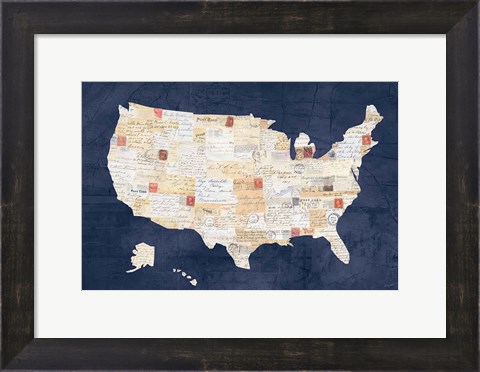 Framed Vintage USA on Indigo Print