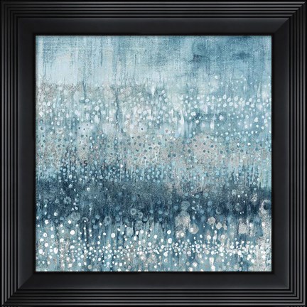 Framed Rain Abstract IV Blue Silver Print