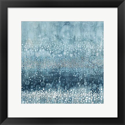 Framed Rain Abstract III Blue Silver Print