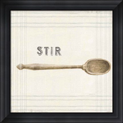 Framed Floursack Kitchen Sign III Neutral Sq Print