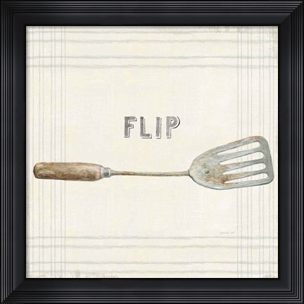 Framed Floursack Kitchen Sign I Neutral Sq Print