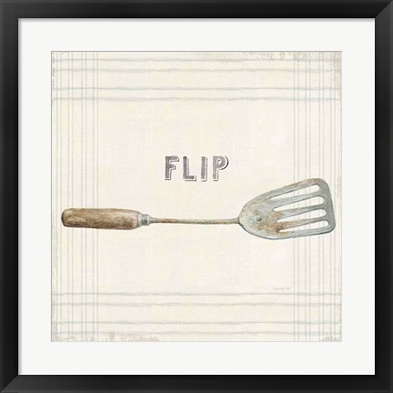 Framed Floursack Kitchen Sign I Neutral Sq Print