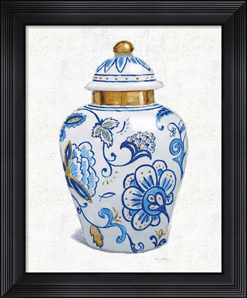 Framed Flora Chinoiserie II Textured Print