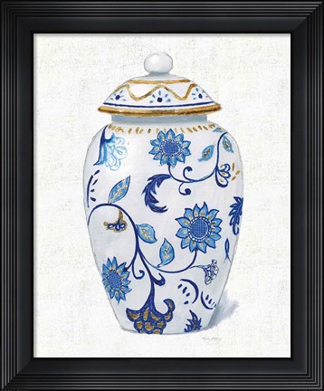 Framed Flora Chinoiserie I Textured Print