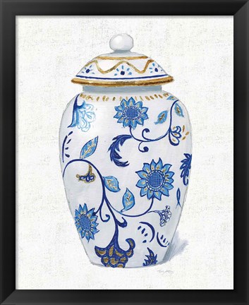 Framed Flora Chinoiserie I Textured Print