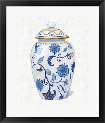 Framed Flora Chinoiserie I Textured Print